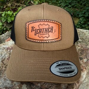 Custom Patch Shape Customized Richardson 112, Yupoong Laser Engraved Leather Patch Hat-company Sewn Patch Real Leather