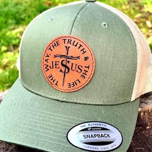 Custom Leather Patch Christian Hat Christian Gift Dad Hat Leather patch Hats Personalized hats