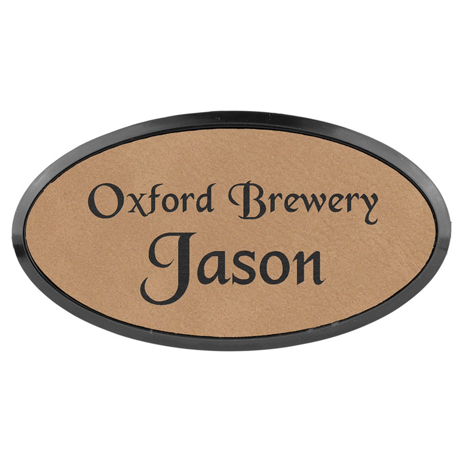 Leather Name Tag Oval Name Tags Engraved Name Tag Office Etsy