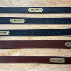 Personalized Leather Belt Brass Nameplate Custom Engraving Groomsmen Gift Husband Birthday Present Idea Fullgrain Premium Quality Handmade Bild 10