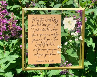 Custom Note/Quote/Bible Verse Pressed Flower Glass Hanging Frame | Mother's Day Gift