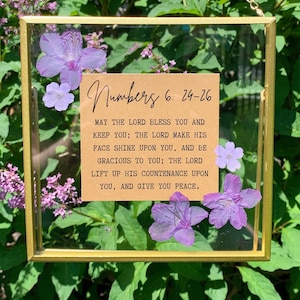Custom Note/ Bible Verse Pressed Flower Glass Frame | Birthday Gift | Anniversary Gift | Mother&#39;s Day Gift
