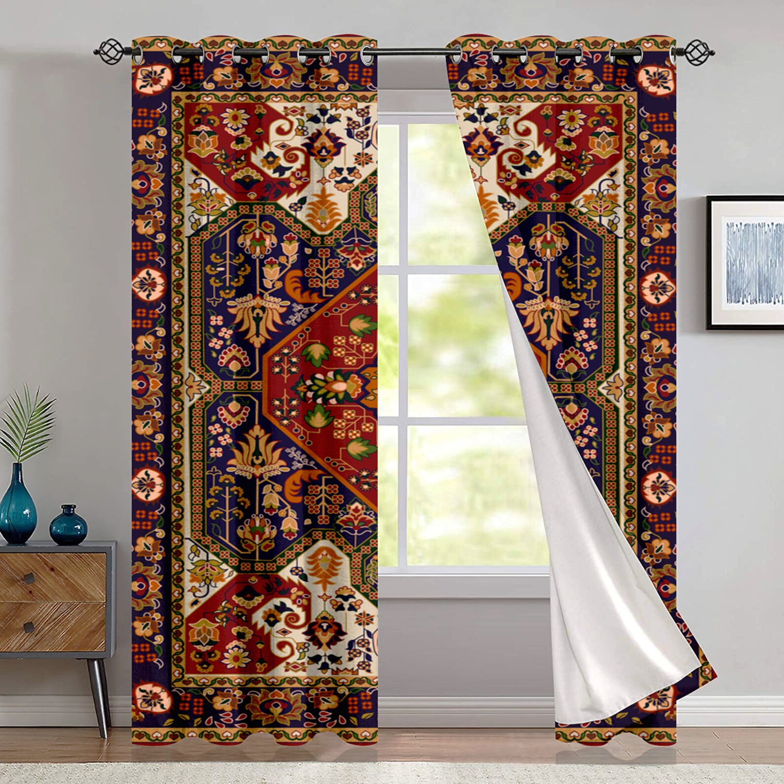 Persian Tribal Texture Curtain Bohemian Decor Curtain Room Etsy