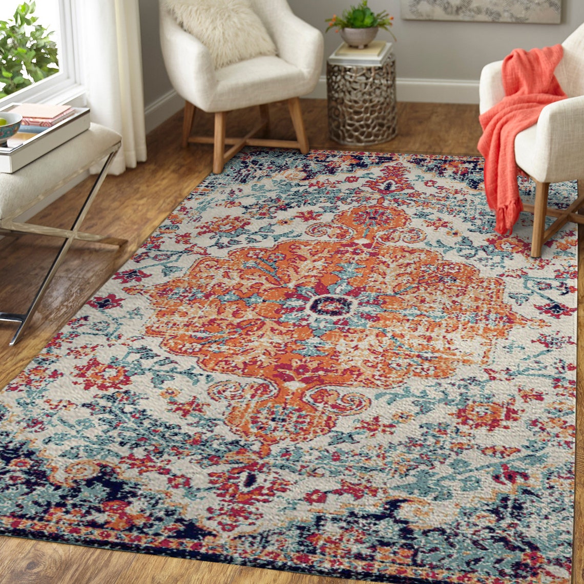 Distressed Carpet Boho Style Ethnic Area Rug Handmade rug Etsy
