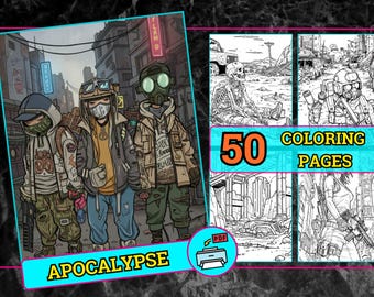 Apocalypse Coloring Pages for Adults | Dystopian Survival Scene Printable Art | Gritty Post-Apocalyptic Line Art | Digital Download PDF Set