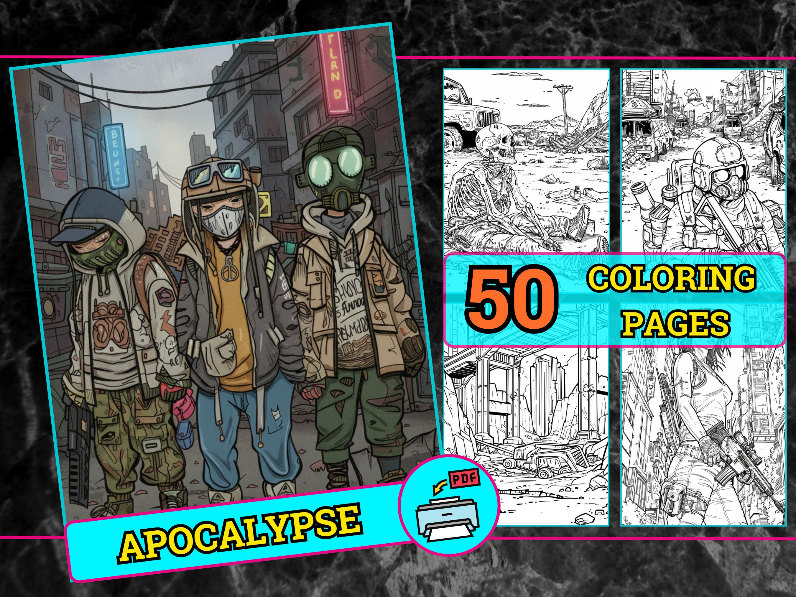 Apocalypse Coloring Pages for Adults | Dystopian Survival Scene ...