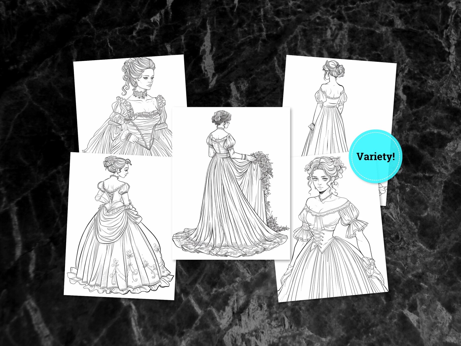 Regency Line Drawing Regency Era Coloring Pages for Adults | Historical Fashion Coloring ...