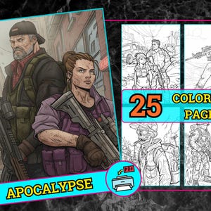Apocalypse Coloring Pages for Adults | Dystopian Survival Scene Printable Art | Gritty Post-Apocalyptic Line Art | Digital Download PDF Set