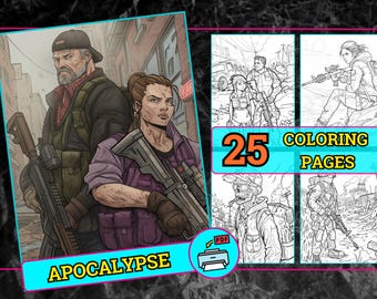 Apocalypse Coloring Pages for Adults | Dystopian Survival Scene Printable Art | Gritty Post-Apocalyptic Line Art | Digital Download PDF Set