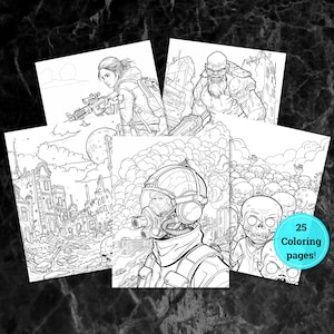 Apocalypse Coloring Pages for Adults | Dystopian Survival Scene Printable Art | Gritty Post-Apocalyptic Line Art | Digital Download PDF Set