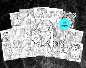 Sapphic Coloring Pages for Adults | LGBTQ+ Women Coloring Book | Queer Female Art Printable PDF | Inclusive Digital Download Line Art Set