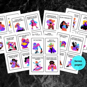 Carte di affermazione "Bad Bitch" - PDF stampabile per amore di sé e mentalità / Aumento quotidiano della fiducia, carte di diario Glow Up, download digitale 8,5x11