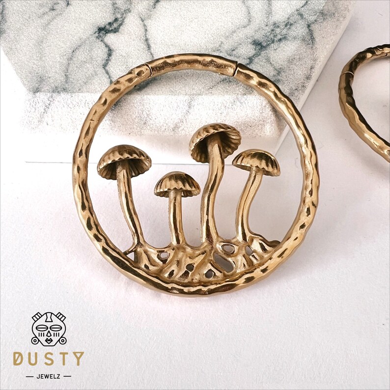 Mushrooms Ear Weights Hoops Earweights Mushroom Ear Etsy