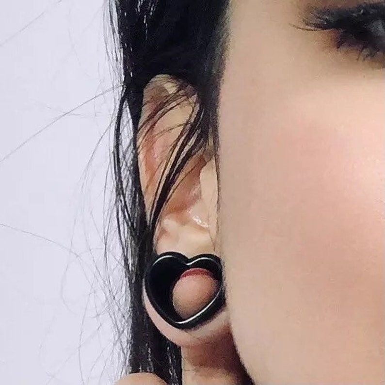 1 PAIR Acrylic Heart Ear Plug Tunnels Hollow Heart Shaped Etsy