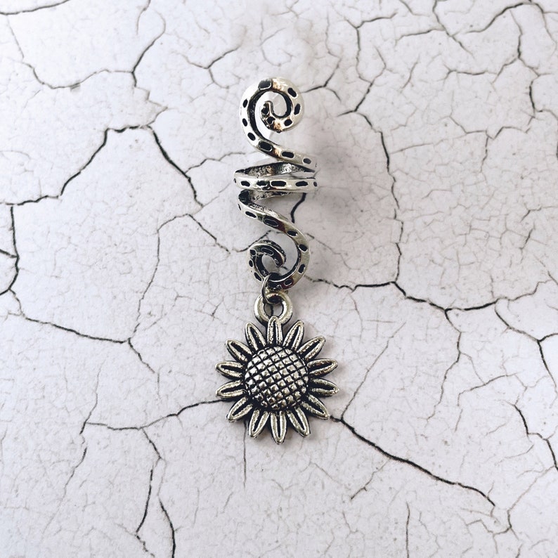 Cuffs Spirals Sunflower or Celtic Knot Charms Rings With Pentagram Witchy Dreadlock Beads