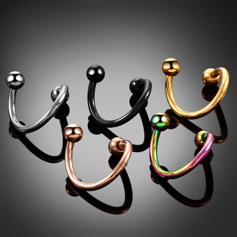 Twist Circular Barbell Curly Lippy Loop Labret Ring Etsy