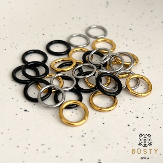 Classic Ring Stack in Steel - Gold 1.2mm (16 Gauge) 6mm, Stretched Ear Jewelry