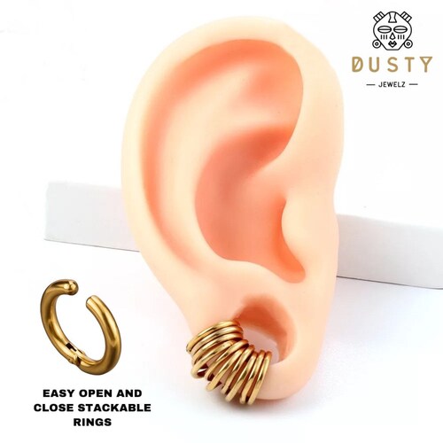 10 Set Ring Stack Stainless Steel Clickers for Stretched Ear Etsy
