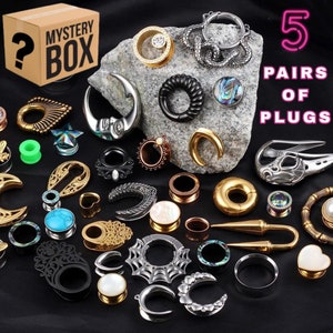 Plugs Mystery Bag | Random Lucky Bag Of 5 Pairs | Plug Tunnels | Earweights | Ear Weights Hanger Flesh Ear Plug | Gauge Jewelry | Stretchers