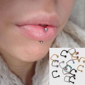 Lippy Loop Labret Ring Horseshoe  | Medusa | Lip Hugger Bar Ball | Hoop | Piercing | Surgical Steel