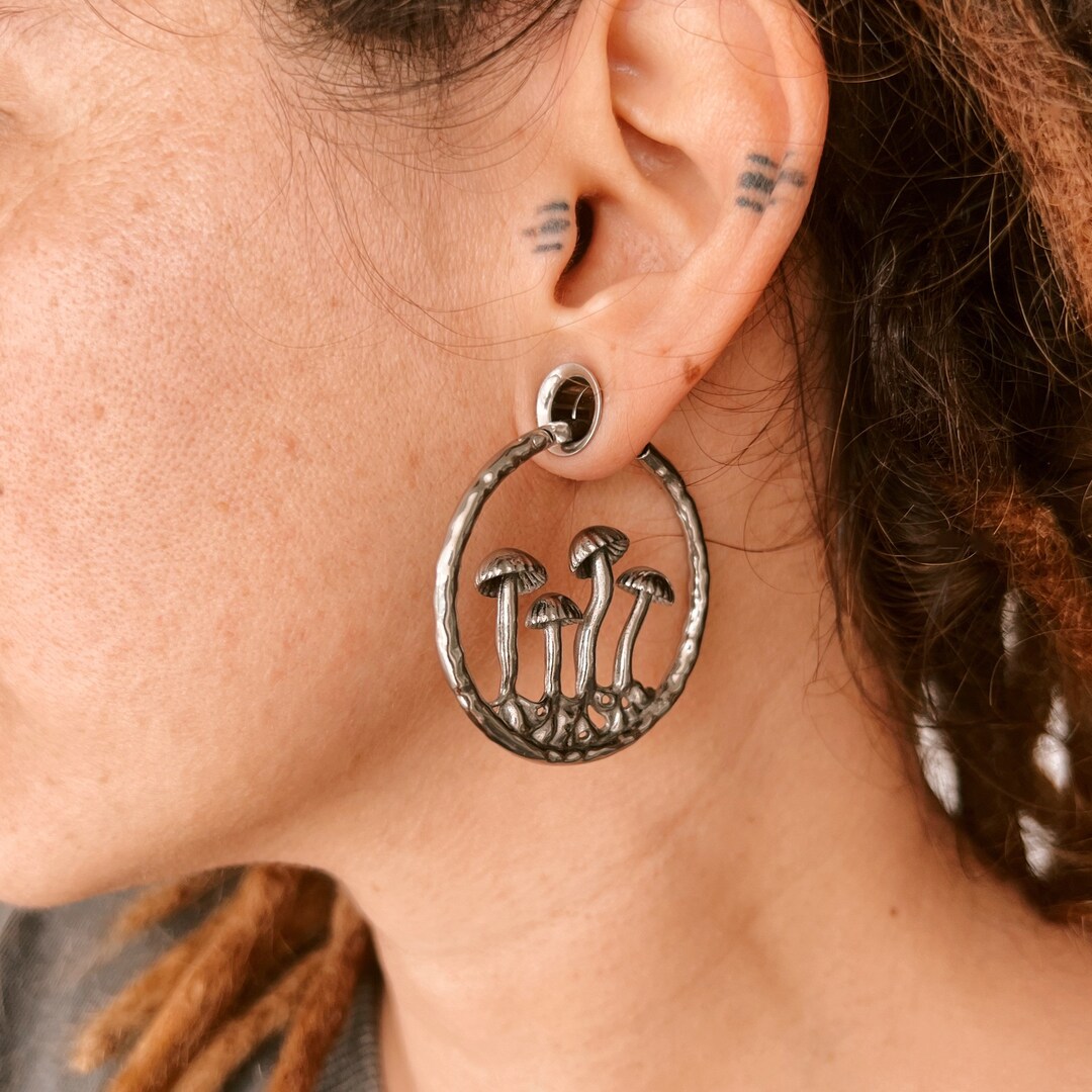 Mushrooms Ear Weights Hoops Earweights Mushroom Ear Etsy Australia