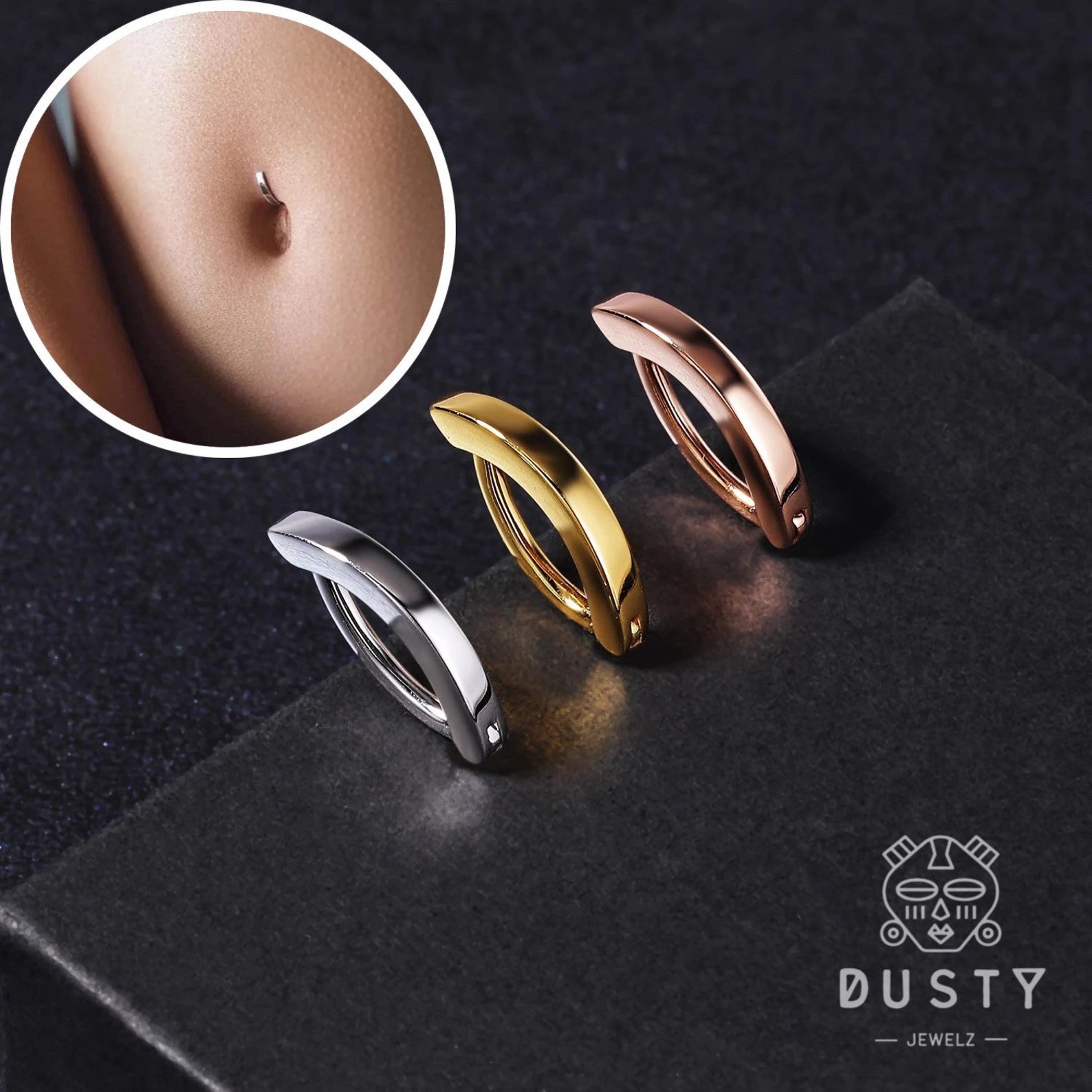 Belly Button Clicker Minimalist Sleeper Navel Ring Hinged Etsy