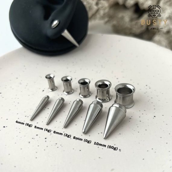 2 in 1 Ear Stretching Taper Set Gauges Screw Fit Tunnels Plugs Stainless  Steel Flesh Tunnel Gauge Piercing Body Jewelry 