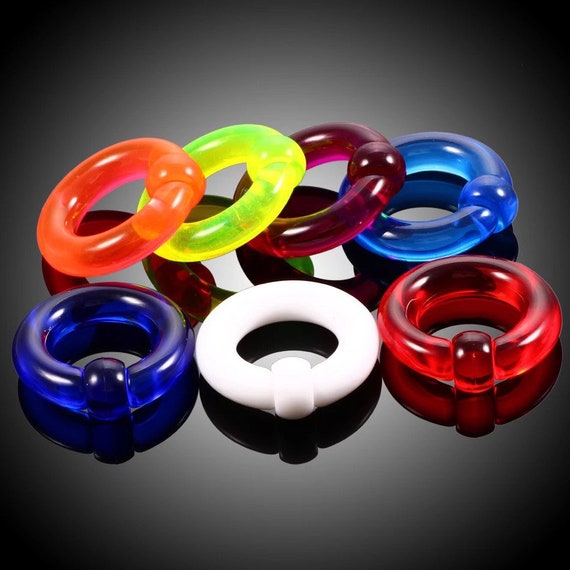 Large Ball Closure Ring CBR Acrylic Gauge Ear Weights Captive Bead