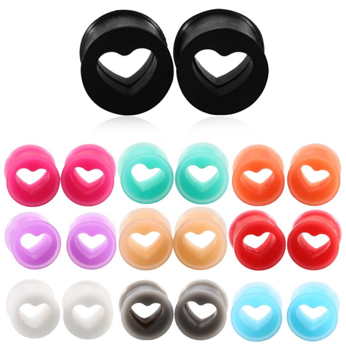 Heart Shaped Silicone Ear Tunnels Soft And Flexible Ear Etsy