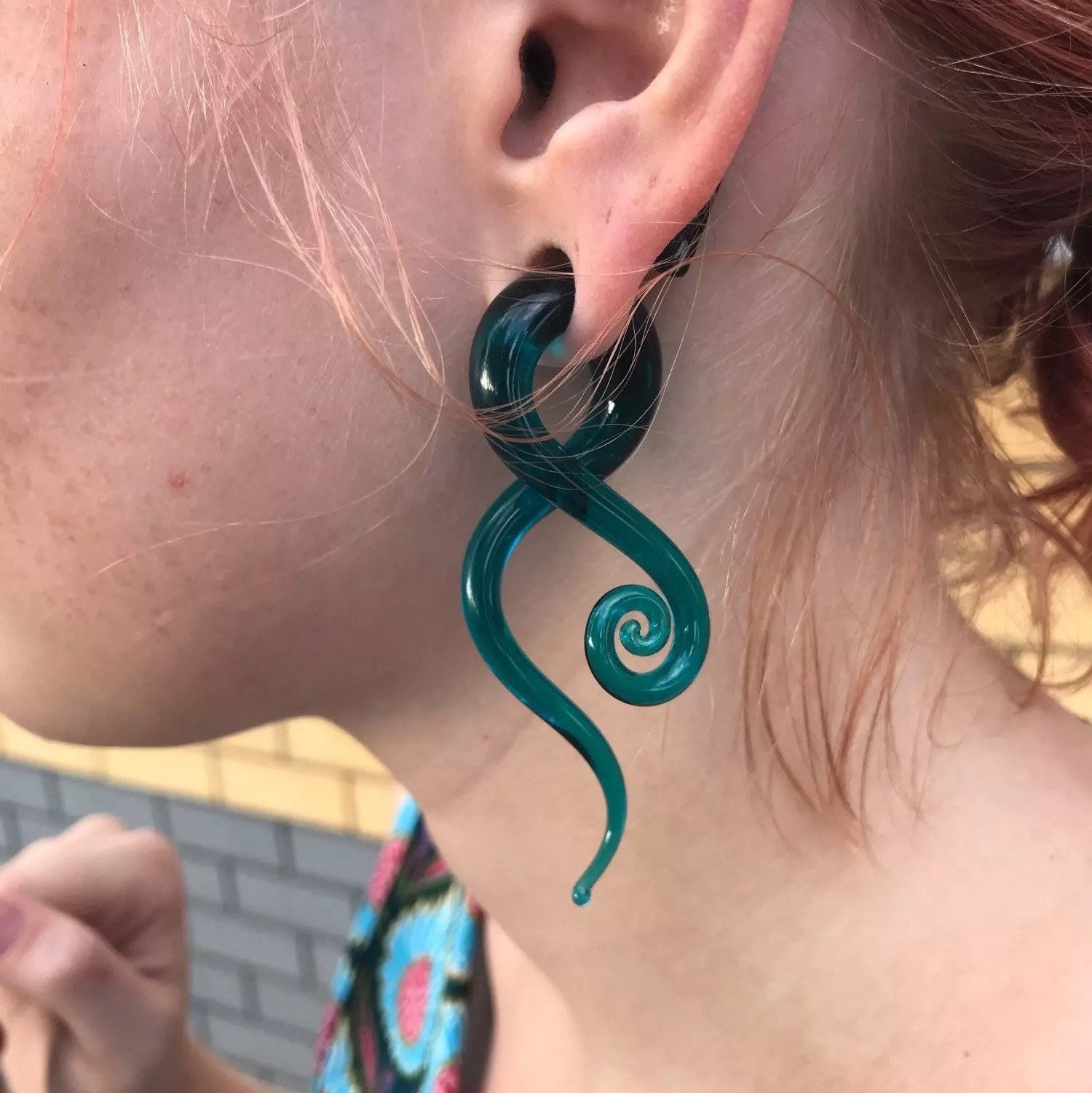Pair Ear Tunnels-Spiral Hand Made Pyrex Glass Ear Tapers-Ear Plugs-Gauges Punk Pair Ear Tunnels-Spiral Hand Made Pyrex Glass Ear Tapers-Ear Plugs-Gauges Punk