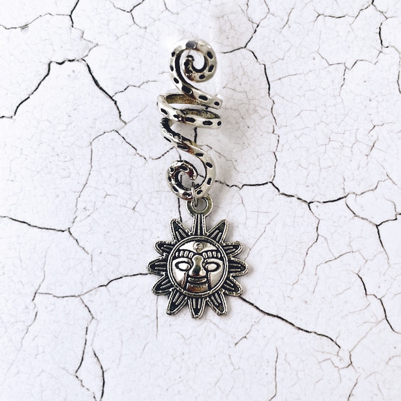 Cuffs Spirals Sunflower or Celtic Knot Charms Rings With Pentagram Witchy Dreadlock Beads