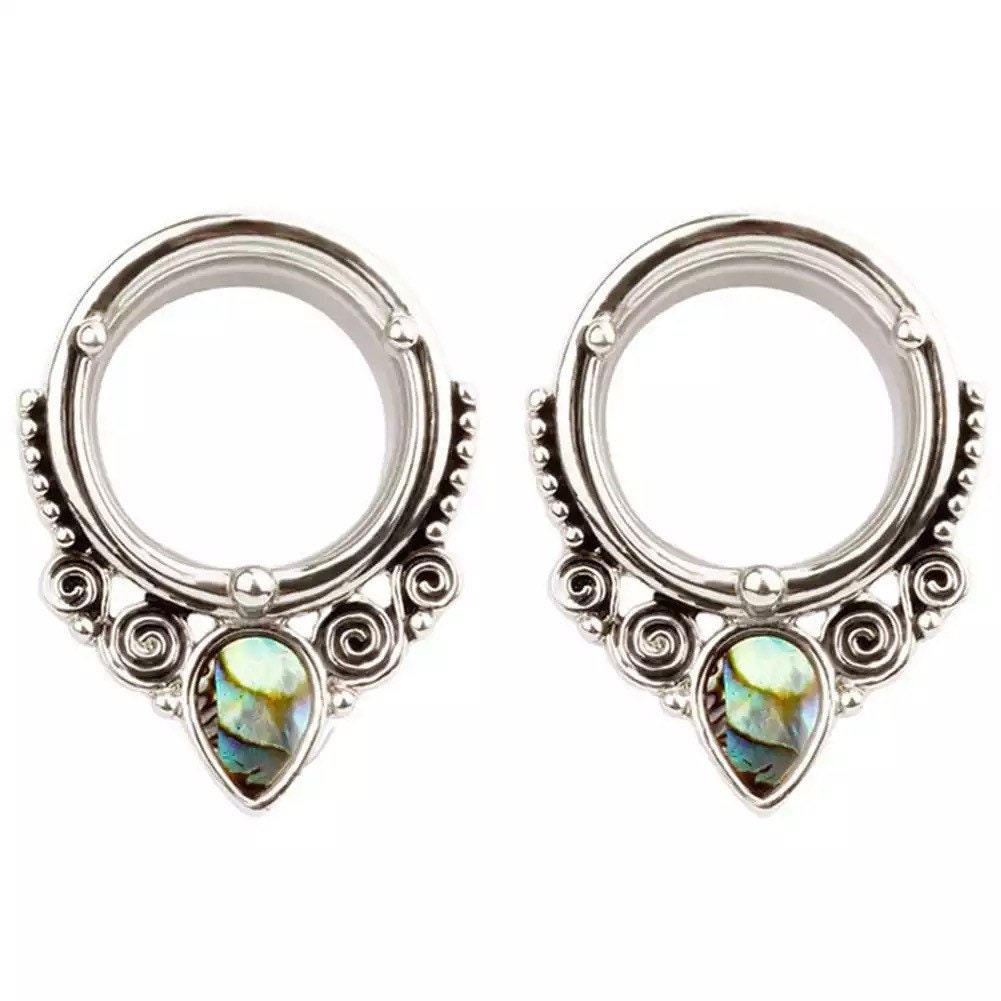 Abalone Shell Teardrop Ear Tunnels/plugs Double Flared Etsy Australia