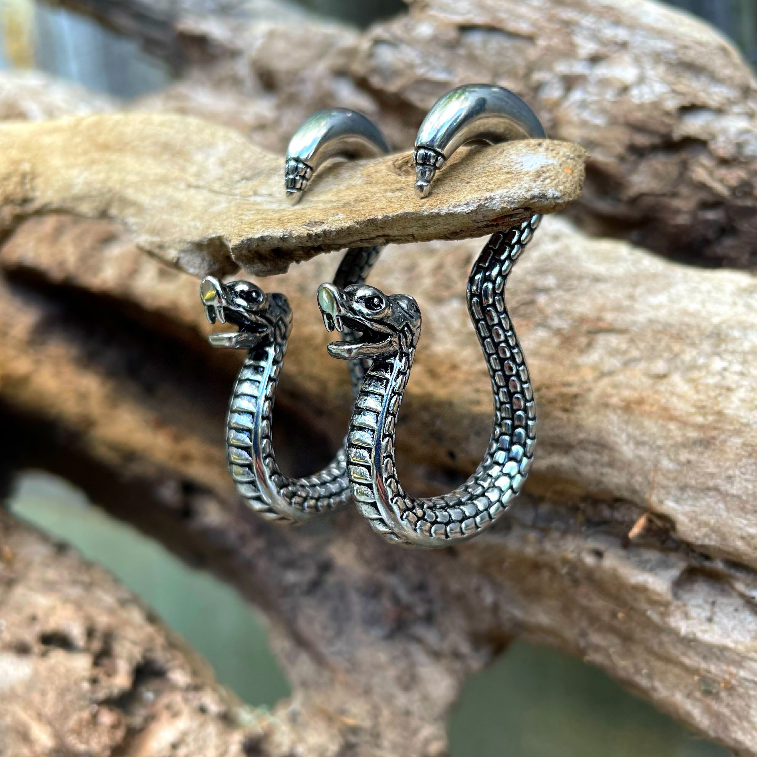 Serpent Snake Ear Weights Rattlesnake Heavy Earweights Ear Etsy