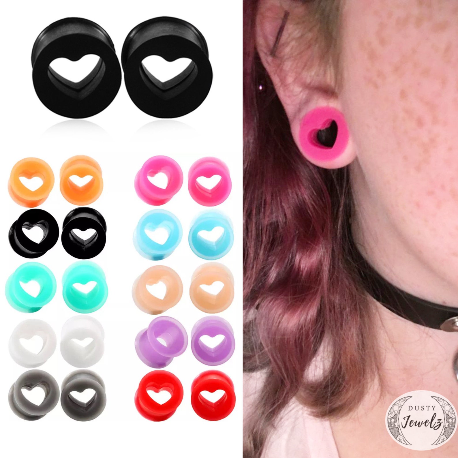 Heart Shaped Silicone Ear Tunnels Soft and Flexible Ear Etsy