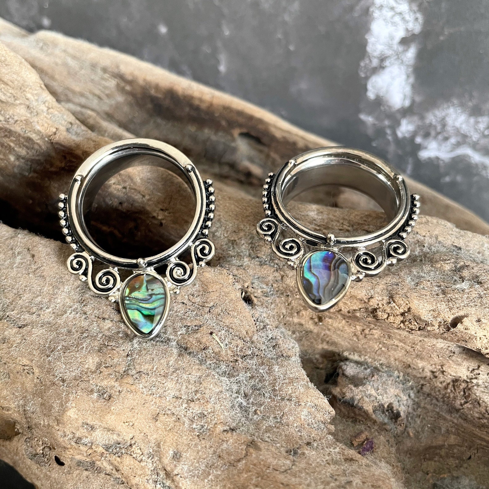 Abalone Shell Teardrop Ear Tunnels/plugs Double Flared Etsy Australia