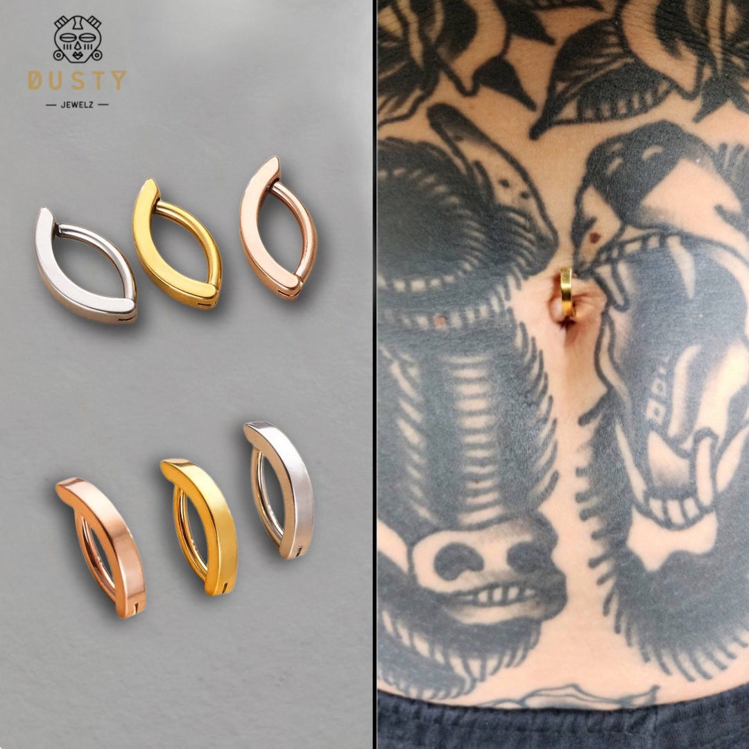 Belly Button Clicker Minimalist Sleeper Navel Ring Hinged Etsy