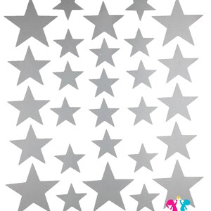 Set of 56 Various Size Stars Wall Stickers, Nursery Kids Wall Decor, Easy to Apply, Wall Decal Decoration