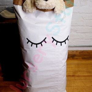 Saco de armazenamento de cílios Kraft, saco de papel para brinquedos, saco de lavanderia Kraft, decoração de quarto infantil
