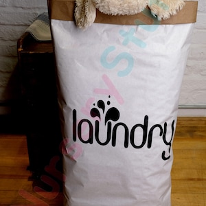 LAUNDRY Kraft Storage Bag, Borsa giocattolo di carta, Kraft scandinavo, Arredamento camera bambini