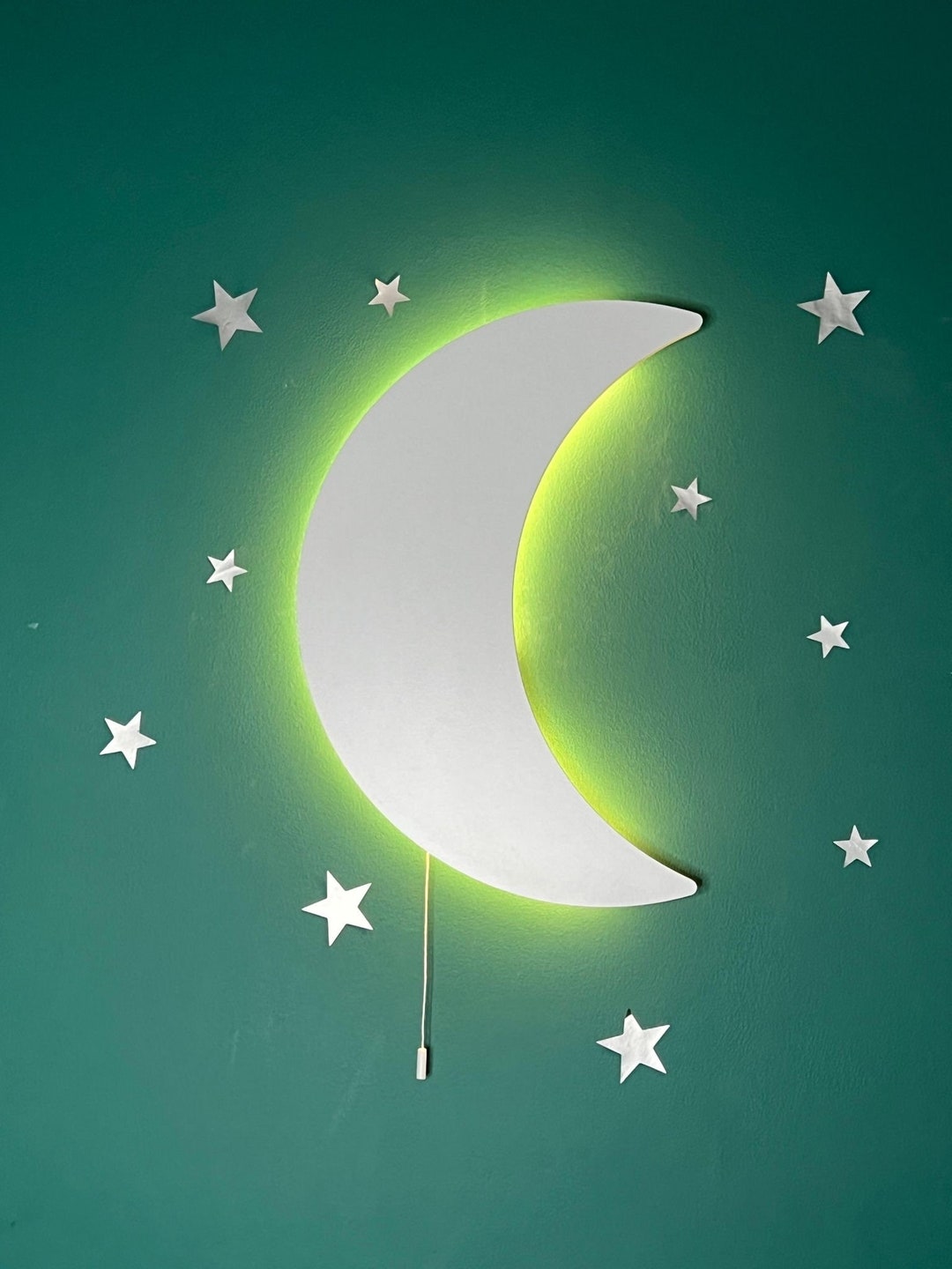 Nursery Crescent Light, Wooden Moon Wall Light, Kids Room Decor Light