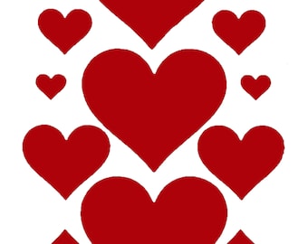 Set of 32 Various Size Heart Wall Stickers, Nursery Kids Room Decor, Easy to Apply, Wall Decal Decoration