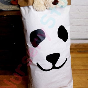 Sac de rangement Panda Kraft, sac papier, sac à linge Kraft, décoration chambre enfant