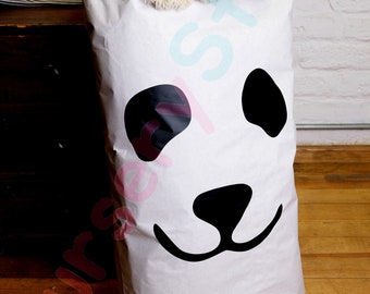 Panda Kraft Storage Bag, Paper sack, Kraft Laundry Bag, Kids room Decoration