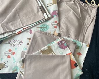 Dekbedovertrekset bosdieren peuter, beddengoed, laken, kussensloop, 100% biologisch katoen, babyjongen/meisje, omkeerbaar, cadeau voor baby,