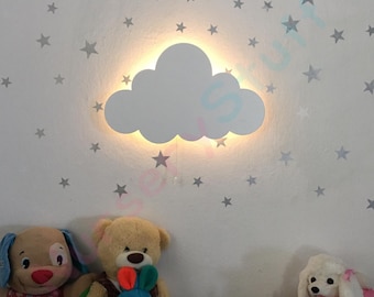 Nursery CLOUD Wall Light,Wooden Wall Light, Kids Room Decor, Baby Room Night Light, Nursery Room Lighting, Child Wall Lamp, Baby Shower Gift