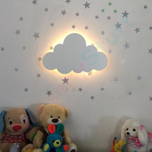 Kwekerij CLOUD wandlamp, houten wandlamp, kinderkamer decor, babykamer nachtlampje, kinderkamer verlichting, kinderwandlamp, babyshowercadeau