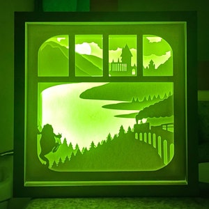 View from the Magic School Train Papercut Lightbox