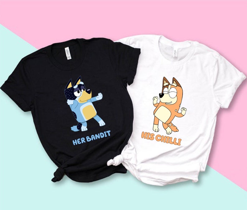 Bluey Couples Shirt Bluey Valentine Shirt Bandit Chilli Etsy