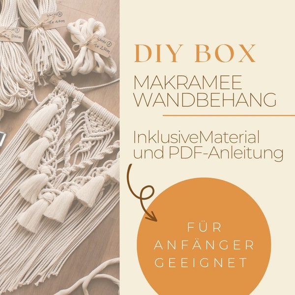 DIY Starter Kit: Makramee Wandbehang inkl. aller Materialien und ausführlicher Schritt für Schritt PDF-Anleitung