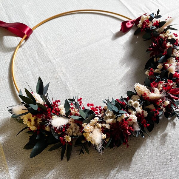 Couronne de fleurs séchées Noël - Couronne de l'Avent - Cadeau de Noël - Veuillez tenir compte des délais de livraison